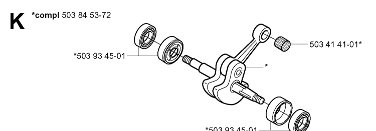 Crankshaft Diagram and Parts List for 339XP 20034000001-20040100000 Husqvarna Chainsaw