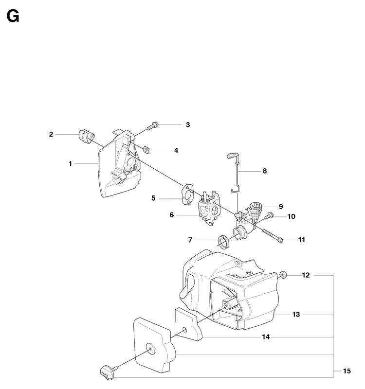 Carburetor And Air Filter Diagram and Parts List for 326HD60 (X-SERIES)(20090900001-Current) Husqvarna Hedge Trimmer