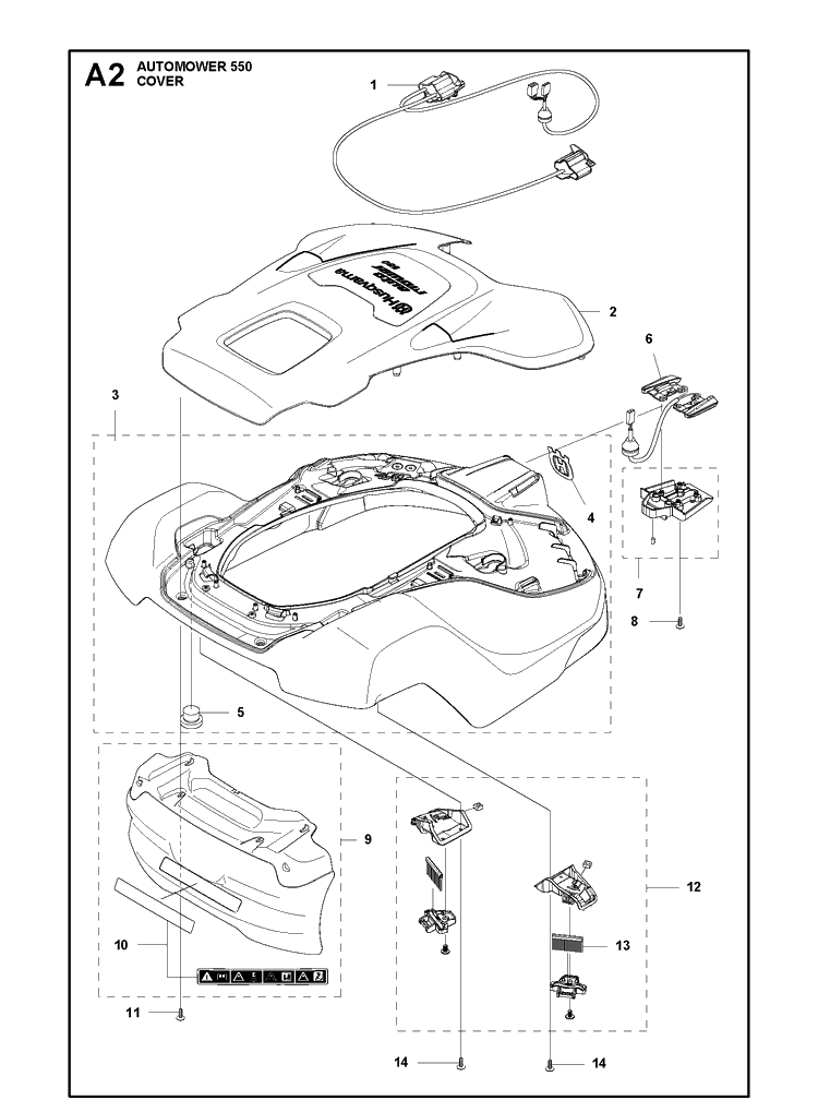 Cover Diagram and Parts List for 550 2019 Husqvarna Lawn Mower