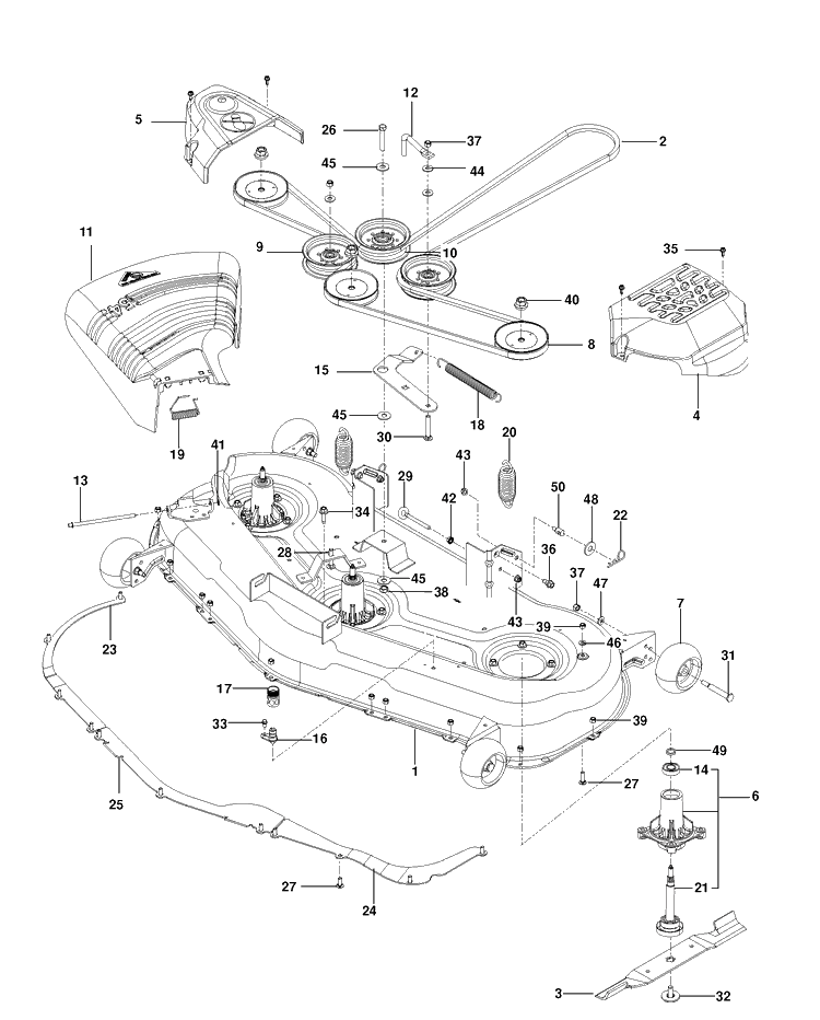 Mower Deck / Cutting Deck Diagram and Parts List for RZ5424 (966659302_00)(2013-10) Husqvarna Lawn Mower