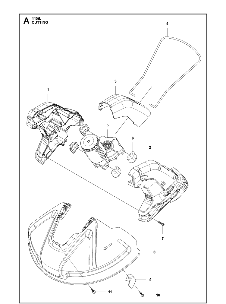 Cutting Equipment Diagram and Parts List for 115IL (967098801)(20170200001-20175299999) Husqvarna Edger