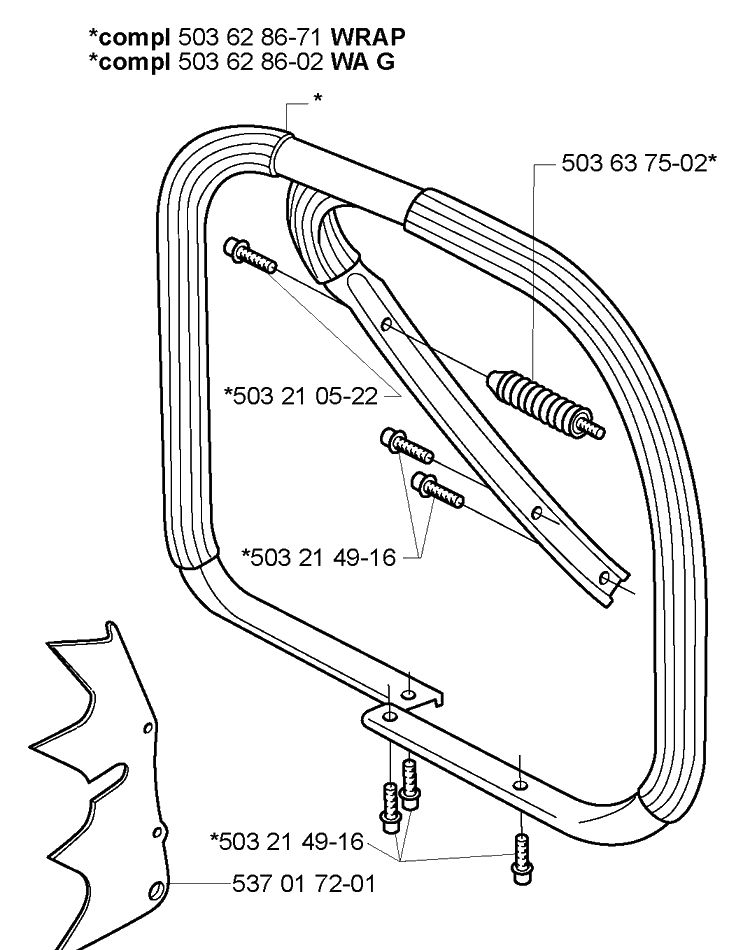 Front Handle (Part 2) Diagram and Parts List for 362EPA 2005-05 Husqvarna Chainsaw