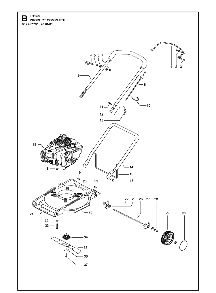 Product Complete 2 Diagram and Parts List for LB146  Husqvarna Lawn Mower