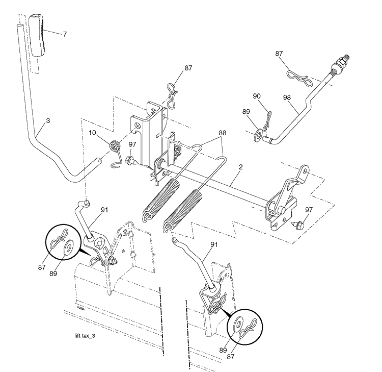 Mower Lift / Deck Lift Diagram and Parts List for YTH24K48 (96045003601)(2012-11) Husqvarna Lawn Tractor