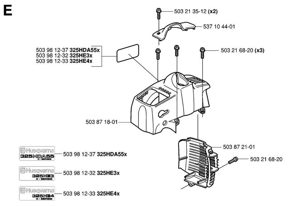 Cover Diagram and Parts List for 325HE3X 20040100001 - 20050600000 Husqvarna Hedge Trimmer