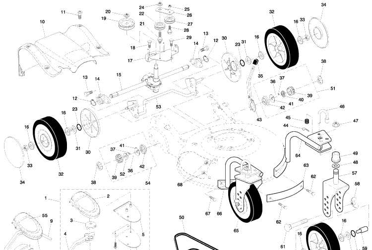 Drive Assembly Diagram and Parts List for 65RSW21HVB (65C21HVB)(917374781)(2003-10) Husqvarna Lawn Mower