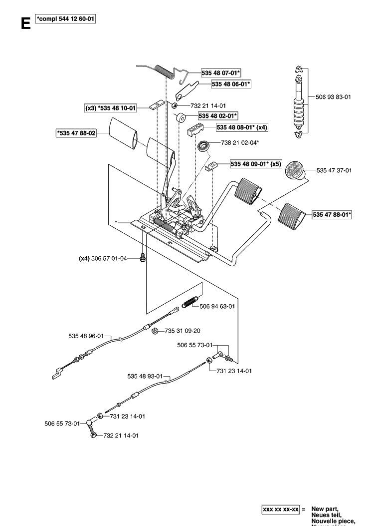 Pedals Diagram and Parts List for PR18AWD (965095001)(2007-03) Husqvarna Lawn Mower