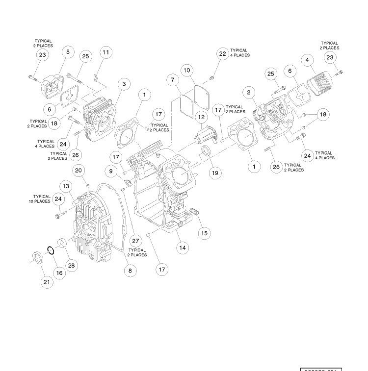 Cylinder Head And Crankcase Diagram and Parts List for HUV4421GXP 2006-11 Husqvarna Lawn Tractor