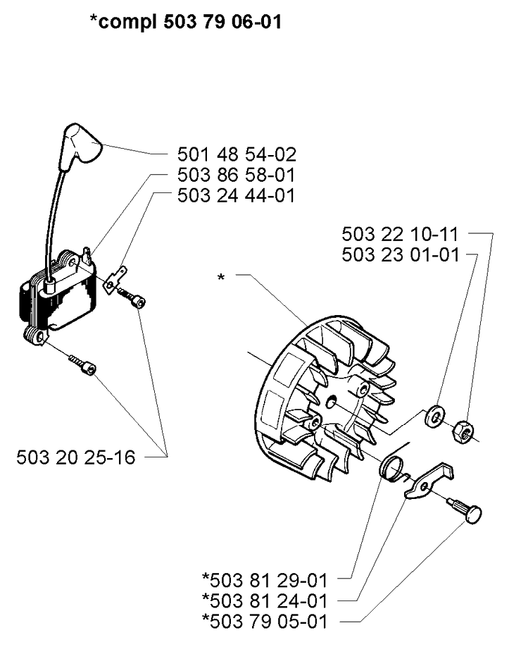 Flywheel Assembly Diagram and Parts List for 225 (Lite)(106252061)(1998-12) Husqvarna Trimmer
