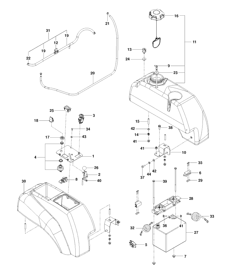 Ignition System Diagram and Parts List for MZ52 (96727740300)(2013-11) Husqvarna Lawn Mower