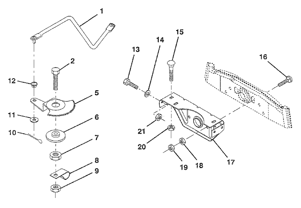 Sector Gear / Axle Support Diagram and Parts List for LT112 (954000392)(1992-06) Husqvarna Lawn Tractor