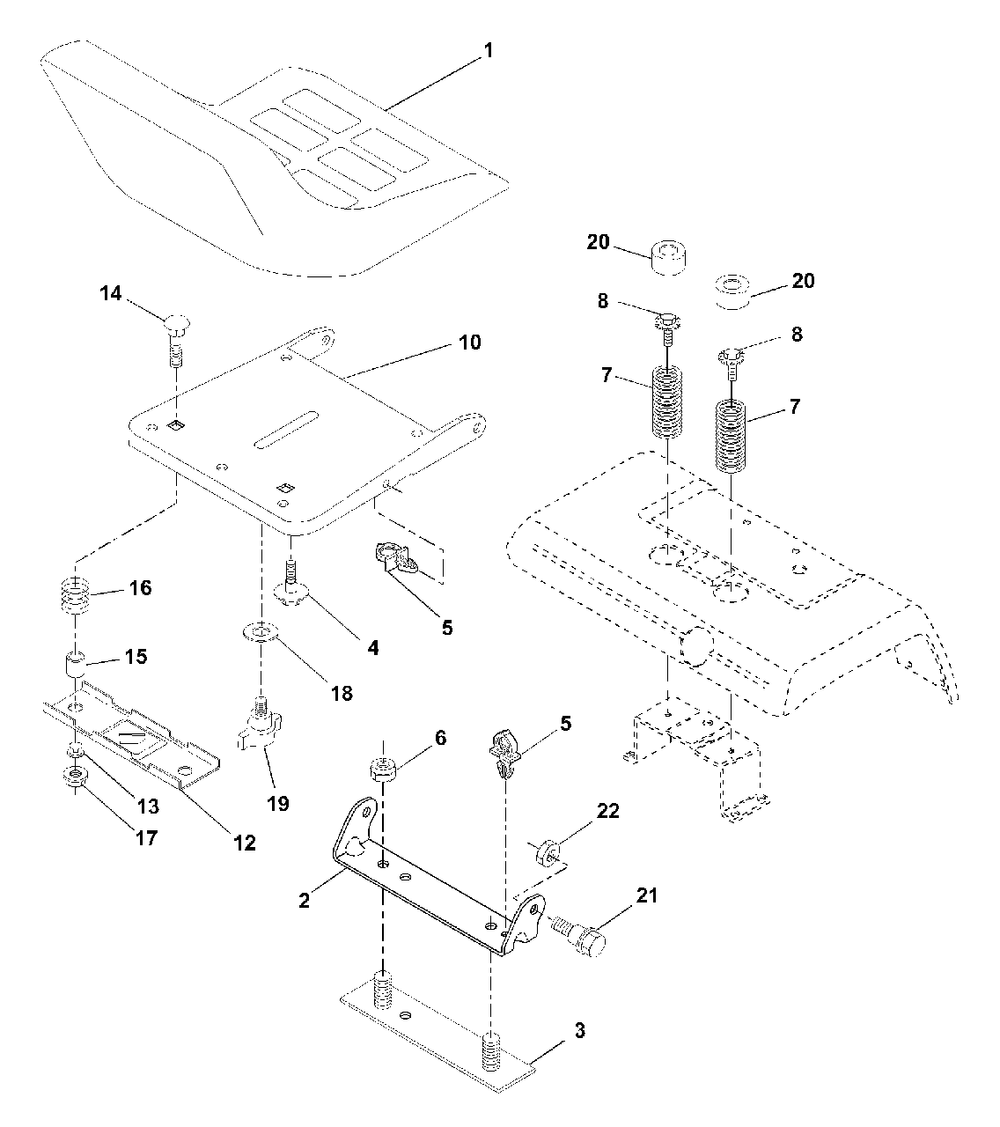 Seat Diagram and Parts List for GTH2250 (954567093-A)(2000-11) Husqvarna Lawn Tractor