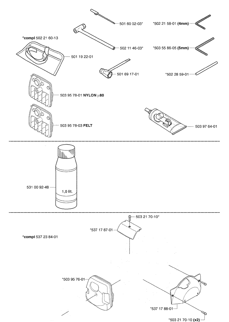 Accessories (A) Diagram and Parts List for 345RX 2003-05 Husqvarna Brush Cutter