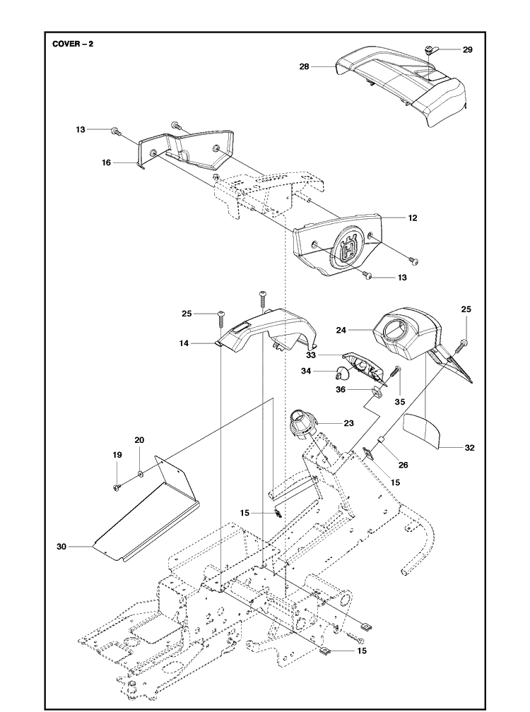 Cover Diagram and Parts List for R418TS  Husqvarna Lawn Mower