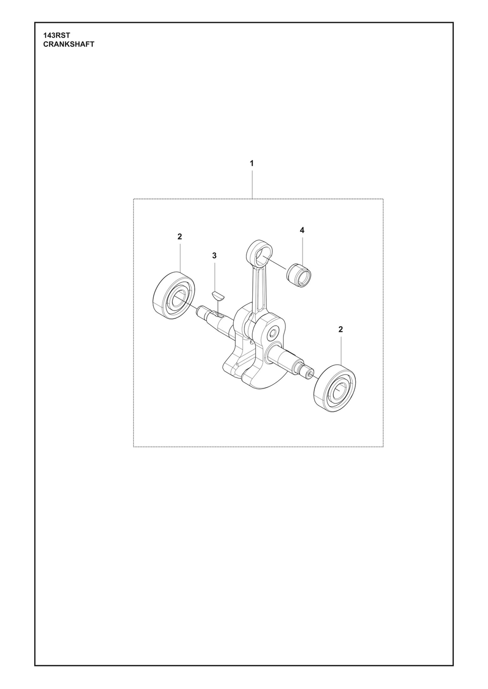 Crankshaft Diagram and Parts List for 143RST  Husqvarna Brush Cutter