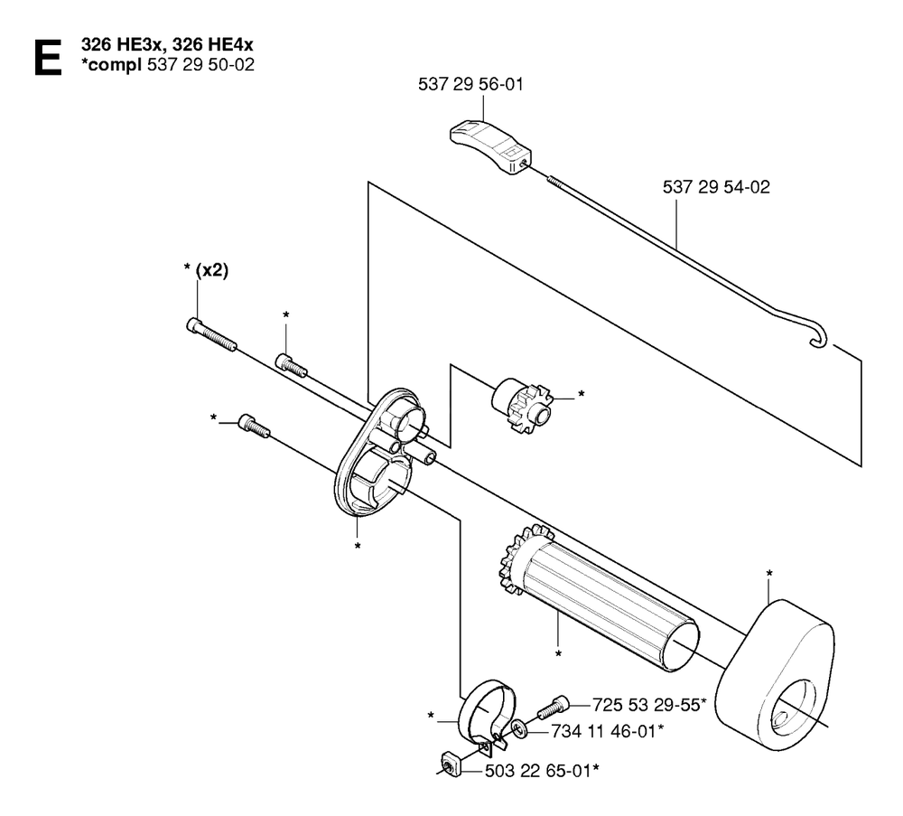 Controls Diagram and Parts List for 326HE4X 20054000001 - 20090900000 Husqvarna Hedge Trimmer