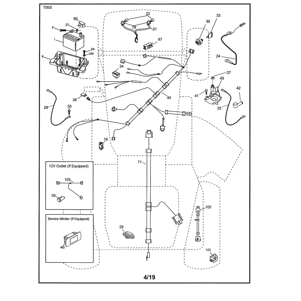 Electrical Diagram and Parts List for YTH22V46-96043027100  Husqvarna Lawn Tractor
