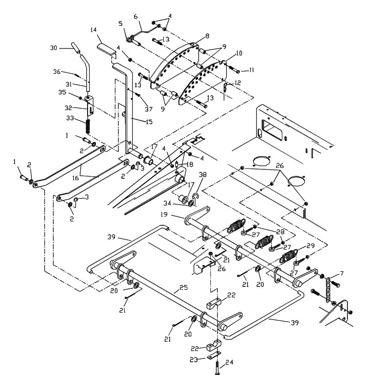 Deck Lift Assembly Diagram and Parts List for ZTH5221KA 2000-09 Husqvarna Lawn Mower