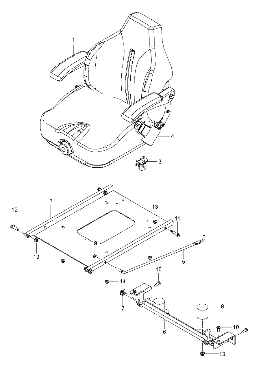 Seat Diagram and Parts List for PZ29 (966558010-00)(2019-05) Husqvarna Lawn Mower