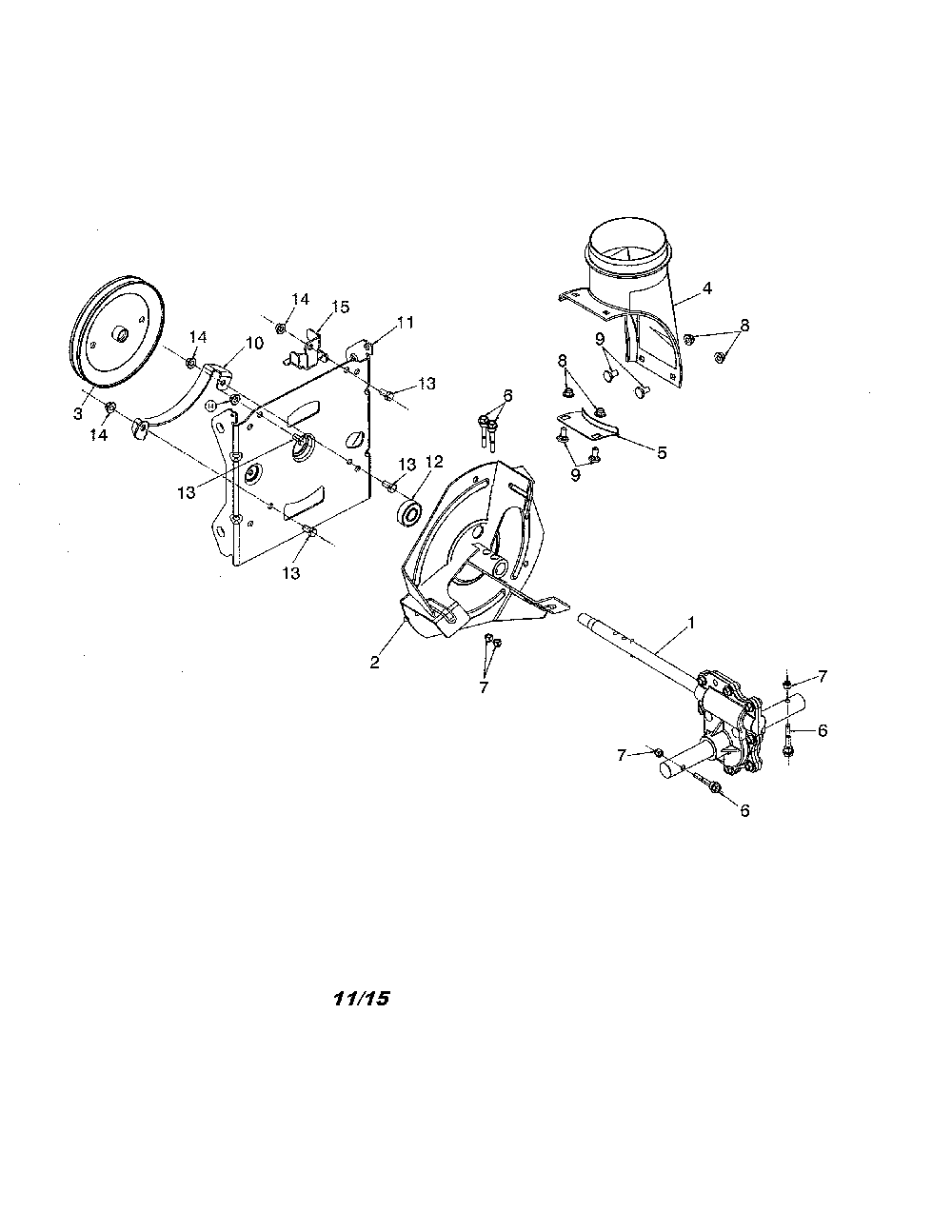 Gearbox/impeller Diagram and Parts List for ST224-96193009602  Husqvarna Snow Blower