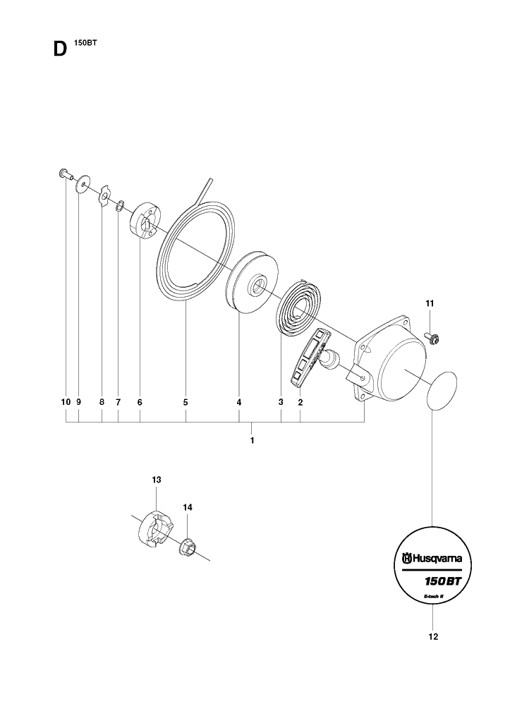 Starter Diagram and Parts List for 150BT 20094000001-Current Husqvarna Leaf Blower / Vacuum