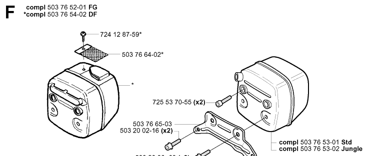 Muffler Diagram and Parts List for 365 20020100001-20034400000 Husqvarna Chainsaw
