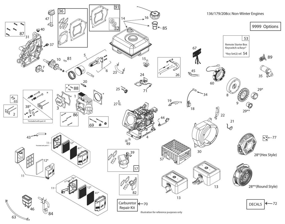 Engine Diagram and Parts List for TR317DE  Husqvarna Tiller