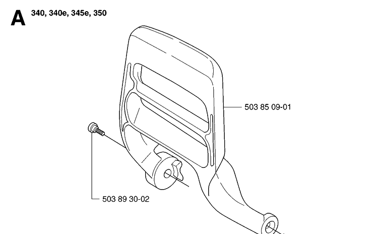 Handle Diagram and Parts List for 340E 20062300001-Current Husqvarna Chainsaw