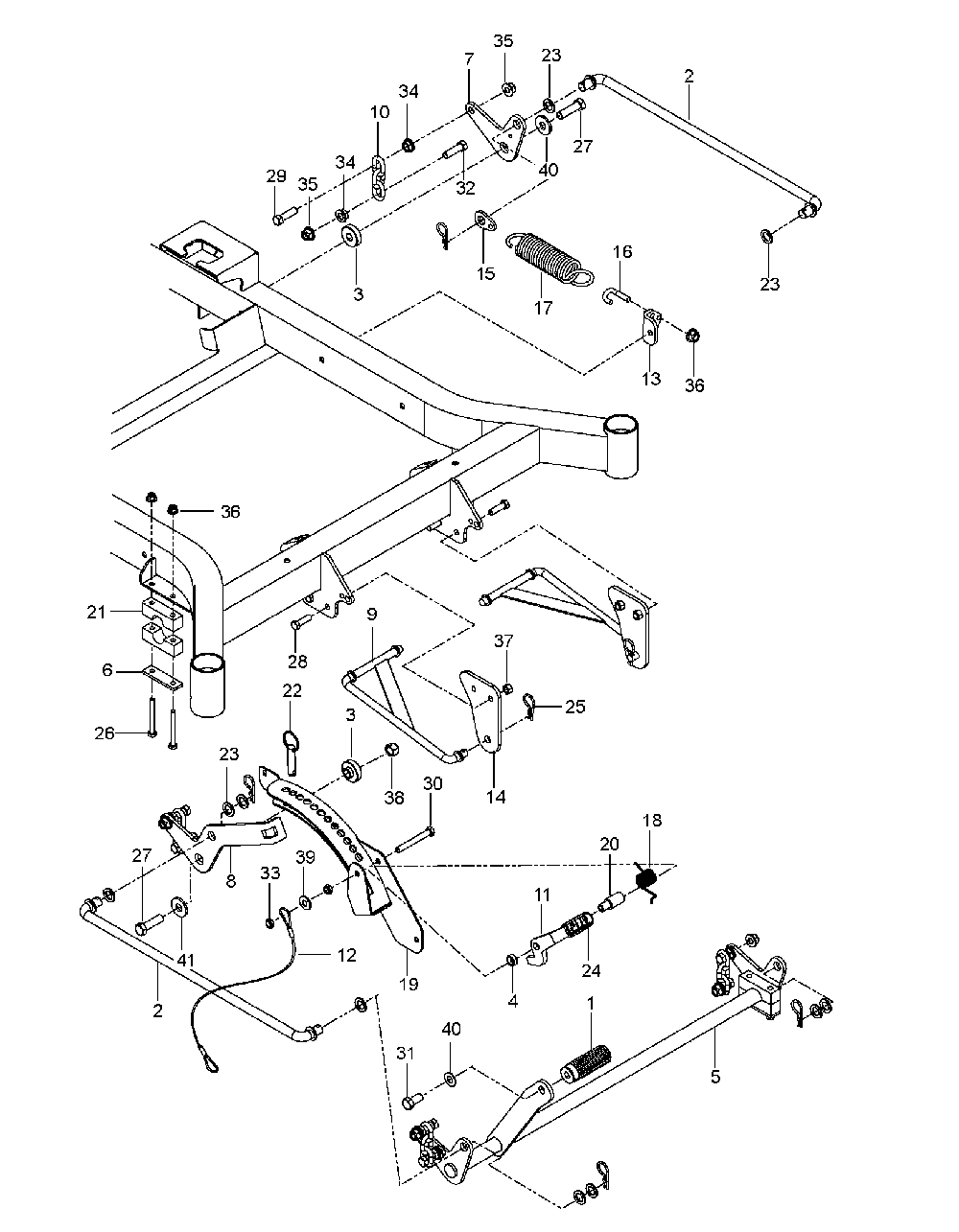 Mower Lift / Deck Lift Diagram and Parts List for MZ6128BF 966663702-00, 2014-09 Husqvarna Lawn Tractor