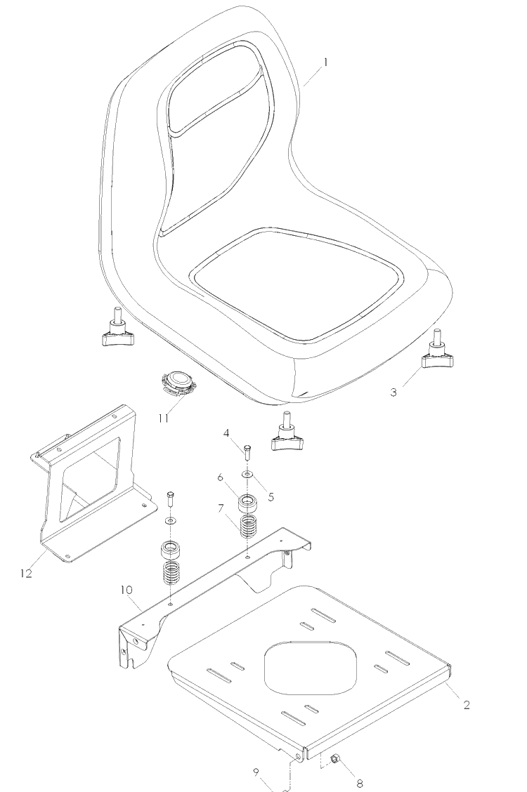 Seat  1 Diagram and Parts List for Z4824 (968999512)(2007-04) Husqvarna Lawn Mower