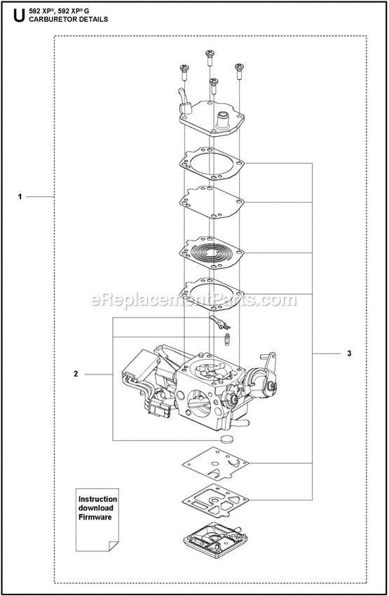 Carburetor Details Diagram and Parts List for 592XPG  Husqvarna Chainsaw