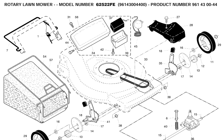 Repair Parts 1 Diagram and Parts List for 62522FE (96143004400)(2008-01) Husqvarna Lawn Mower