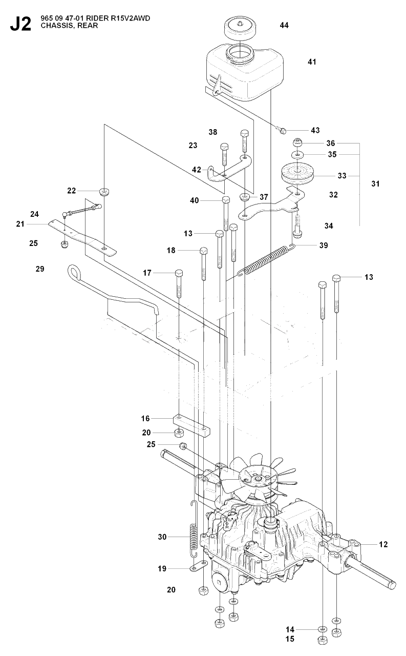Transmission 4 Diagram and Parts List for R15-V2AWD (965094701)(2007-01) Husqvarna Lawn Tractor