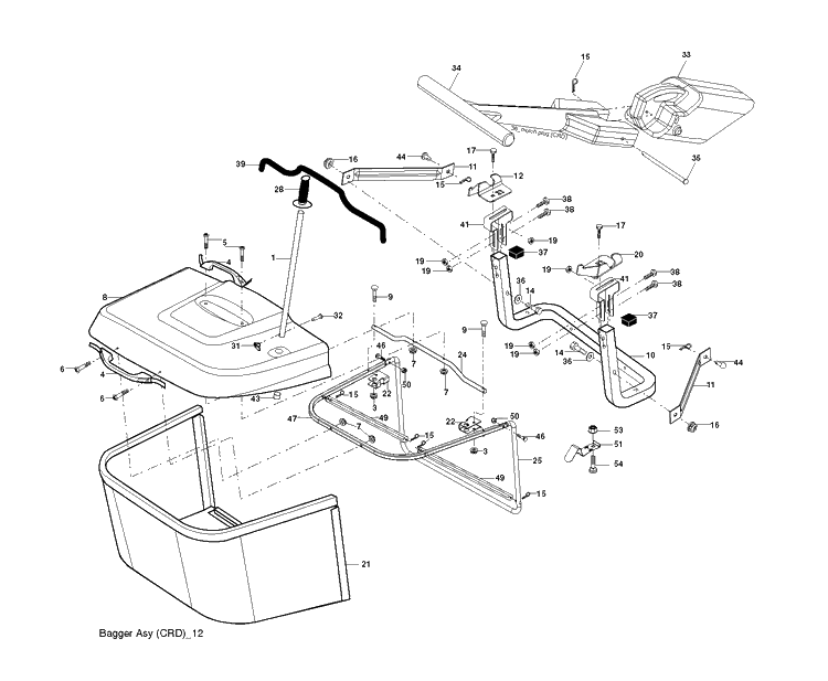 Bagger Diagram and Parts List for CTH150 (96061018100)(2007-04) Husqvarna Lawn Tractor