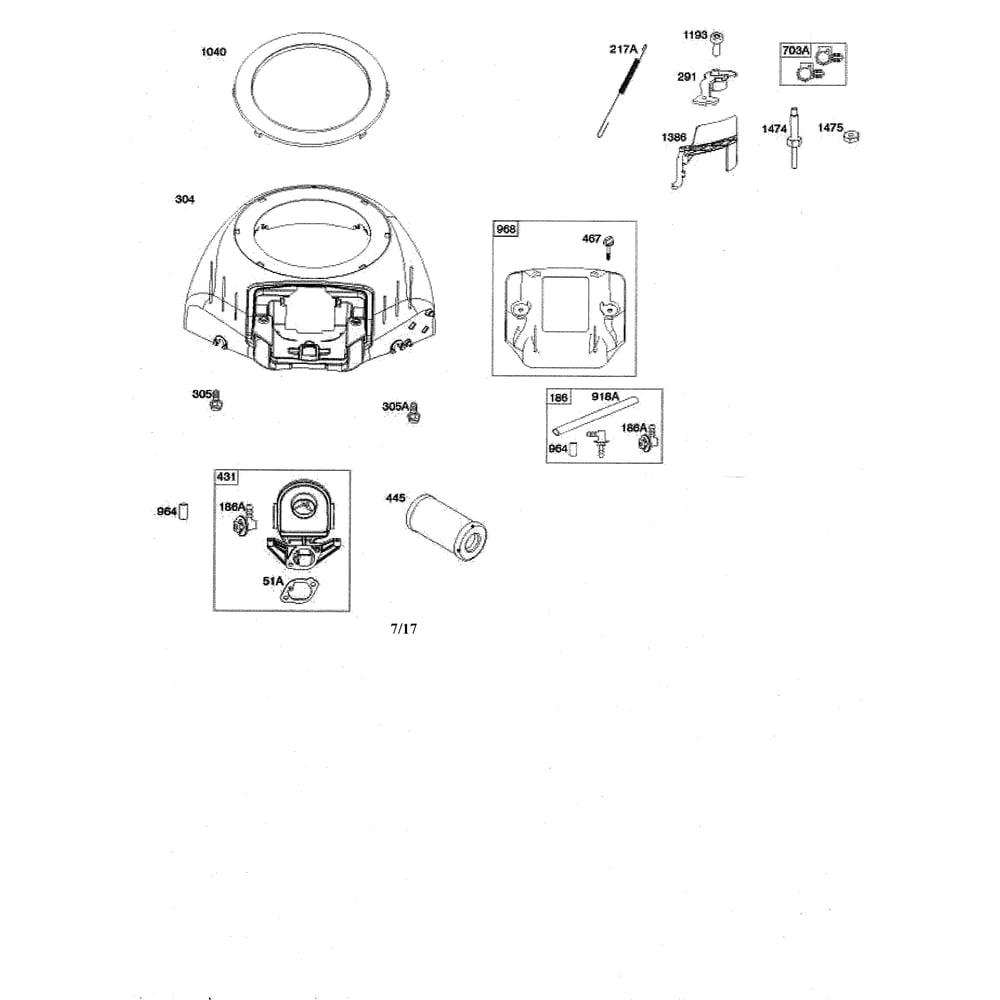 Engine >> Blower Housing/Air Cleaner Diagram and Parts List for GTH52XLS-96045005700  Husqvarna Lawn Tractor