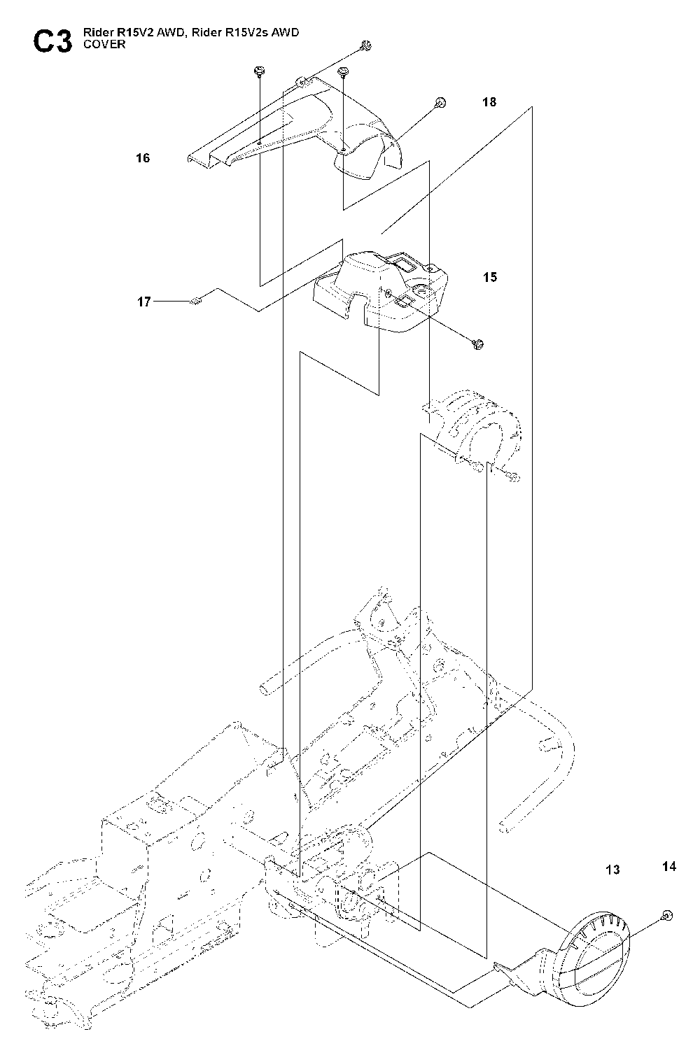 Cover Diagram and Parts List for RIDER15V2SAWD (965200901)(2009-04) Husqvarna Lawn Tractor