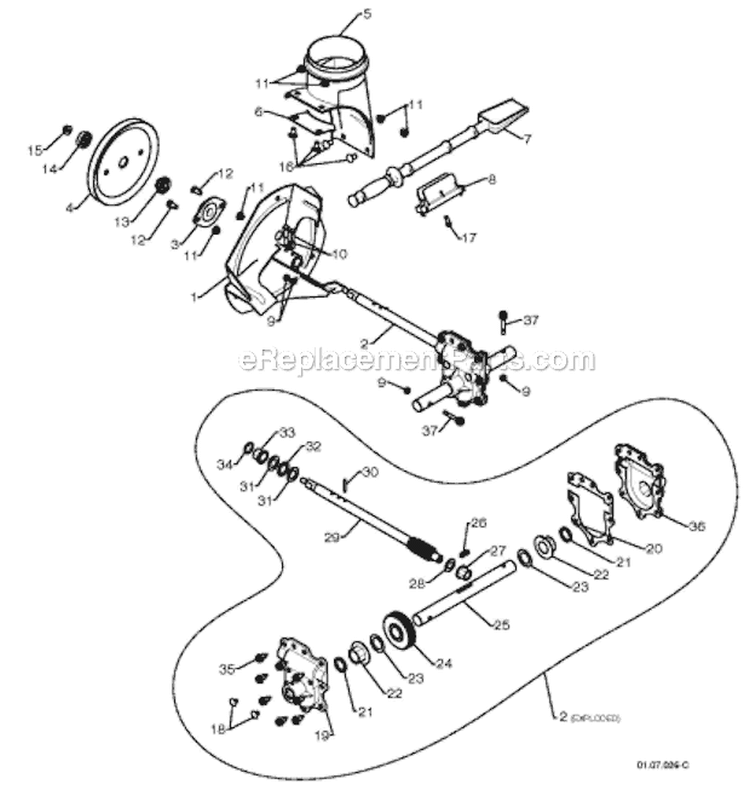 Auger Housing Impeller Diagram and Parts List for 924HV 96193005200 - 2010-04 Husqvarna Snow Blower