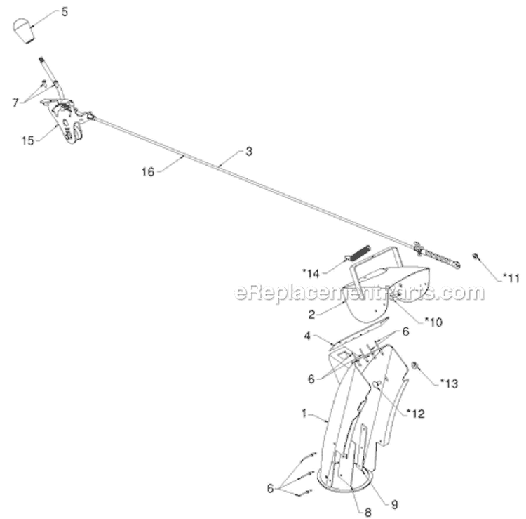 Control Panel Discharge Chute Diagram and Parts List for 924HV 96193007000 - 2011-06 Husqvarna Snow Blower