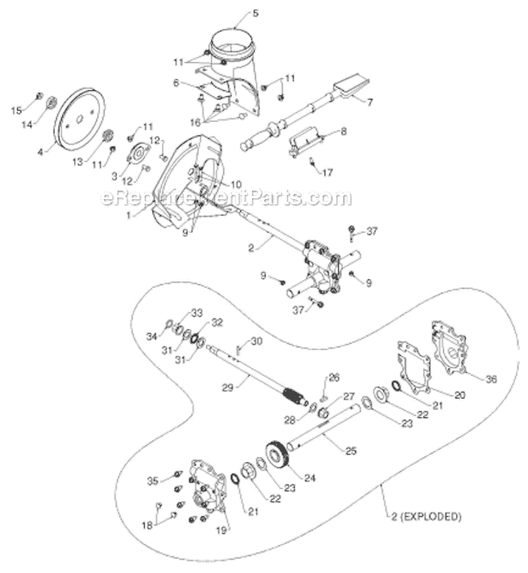 Auger Housing Impeller Diagram and Parts List for 924HV 96193007000 - 2011-06 Husqvarna Snow Blower