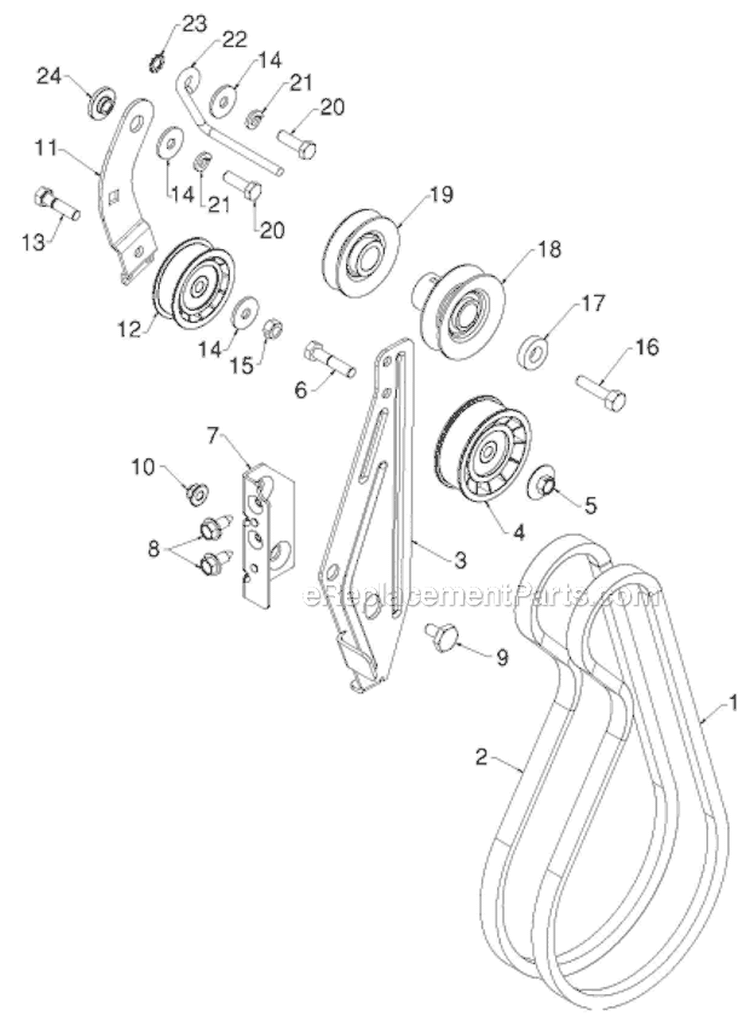 Chassis Engine Pulleys Diagram and Parts List for 924HV 96193007001 - 2012-05 Husqvarna Snow Blower