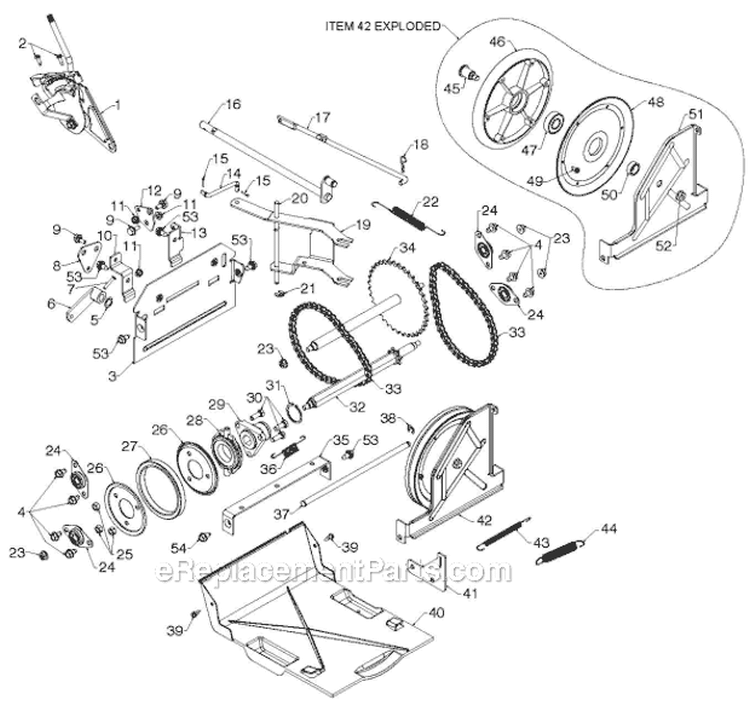 Drive Diagram and Parts List for 924HV 96193007001 - 2012-05 Husqvarna Snow Blower