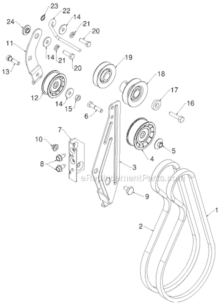 Chassis Engine Pulleys Diagram and Parts List for 924HV 96193007003 - 2012-07 Husqvarna Snow Blower