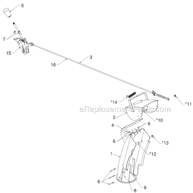 Control Panel Discharge Chute Diagram and Parts List for 924HV 96193007003 - 2012-07 Husqvarna Snow Blower