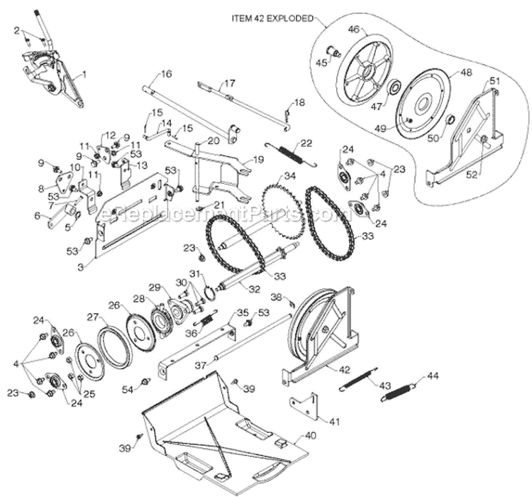 Drive Diagram and Parts List for 924HV 96193007003 - 2012-07 Husqvarna Snow Blower