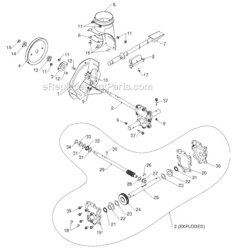 Auger Housing Impeller Diagram and Parts List for 924HV 96193007003 - 2012-07 Husqvarna Snow Blower