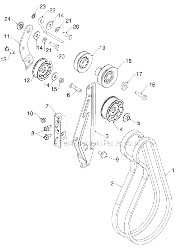 Chassis Engine Pulleys Diagram and Parts List for 924HV 96193007004 - 2012-08 Husqvarna Snow Blower