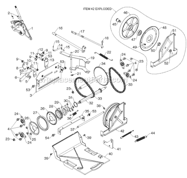 Drive Diagram and Parts List for 924HV 96193007004 - 2012-08 Husqvarna Snow Blower
