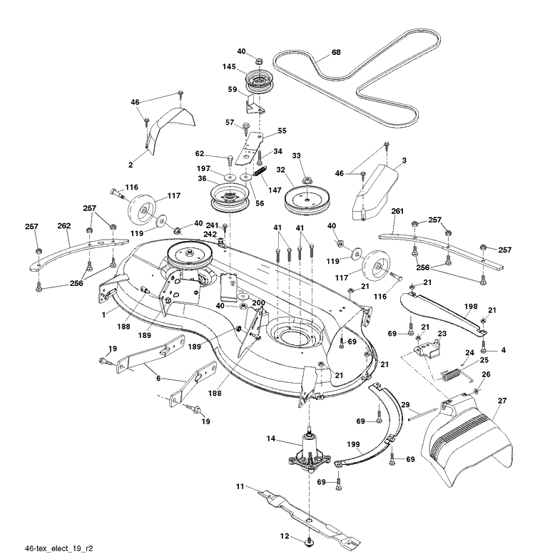 Mower Deck / Cutting Deck Diagram and Parts List for TS246 (96041041500)(2017-09) Husqvarna Lawn Tractor