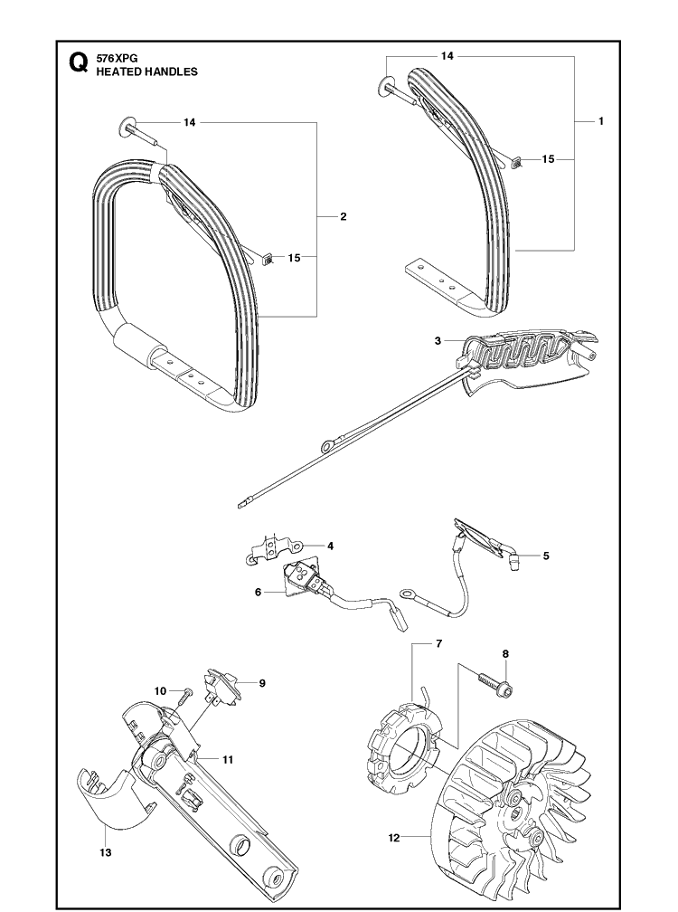 Handles Heated 2 Diagram and Parts List for 576XP  Husqvarna Chainsaw