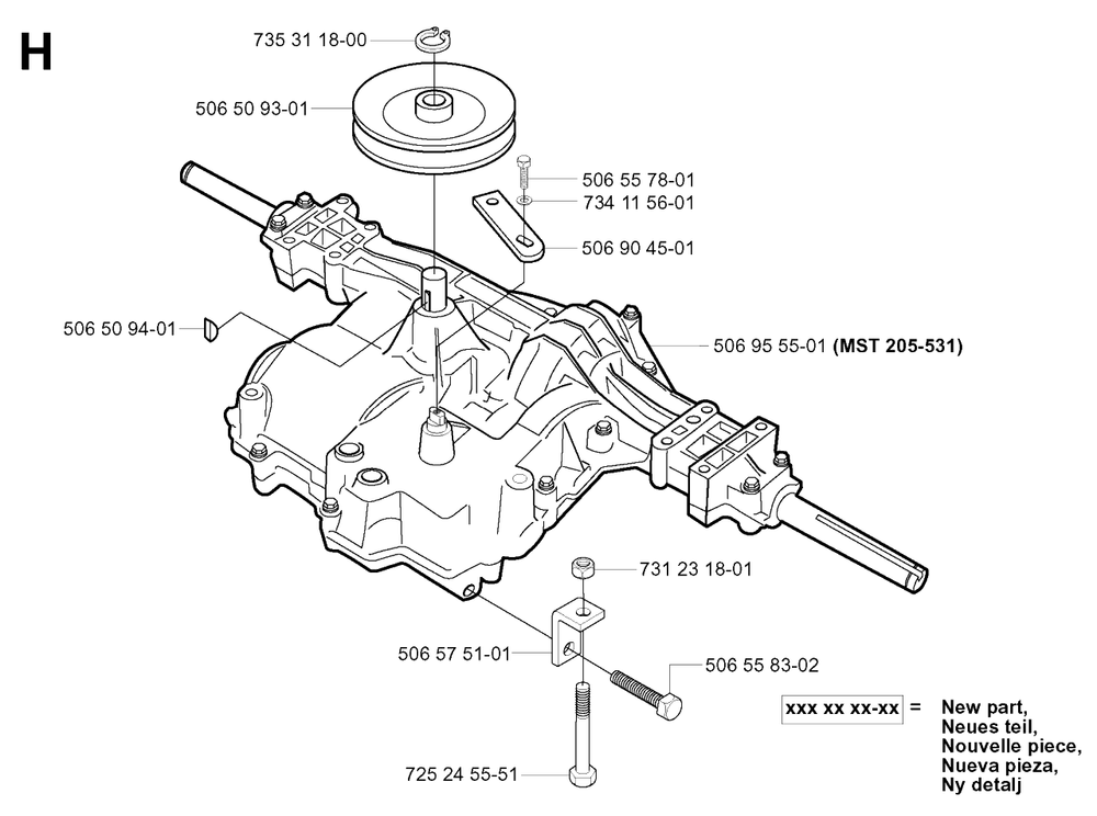 Transmission Diagram and Parts List for R11 (953519401)(2004-01) Husqvarna Lawn Tractor